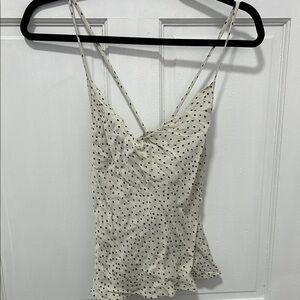 Polka Dot Cowl Neck Spaghetti Strap Top
